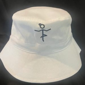 Bucket hat white with black ballerina